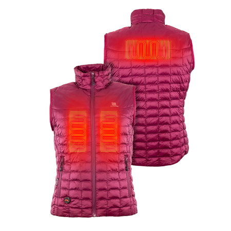 MOBILE WARMING Women's Burgundy Heated Vest, LG, 7.4V MWWV04310420
